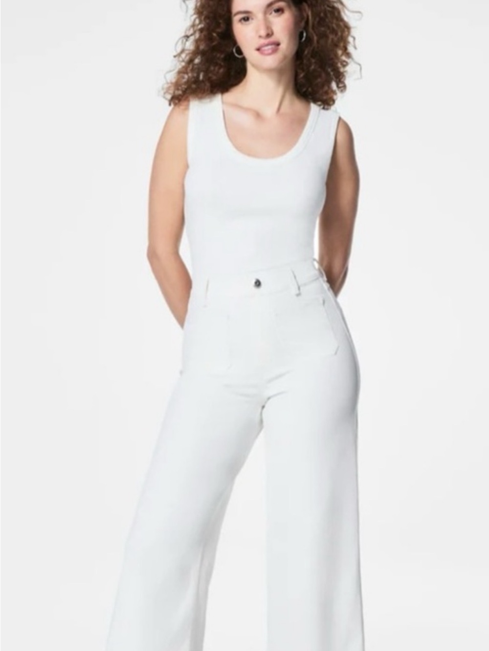 SPANX White Wide-Leg Cropped Pants